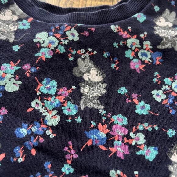 Disney x Gap Minnie Mouse Floral Long Sleeve Sweatshirt Dress - 2 Toddler - Picture 2 of 4